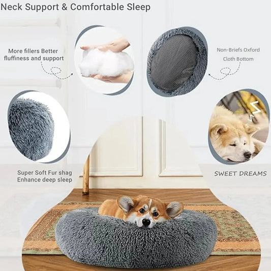 Different sizes of round pet beds laid out