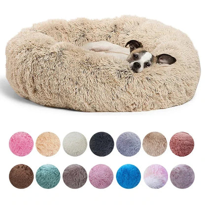 Round pet bed in plush material